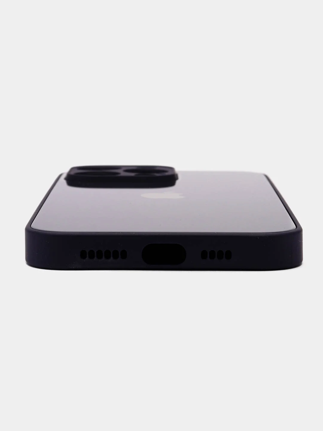 Индиго силиконовый чехол на iPhone 14, 14 Plus, 14 Pro, 14 Pro Max, со стеклянной панелью