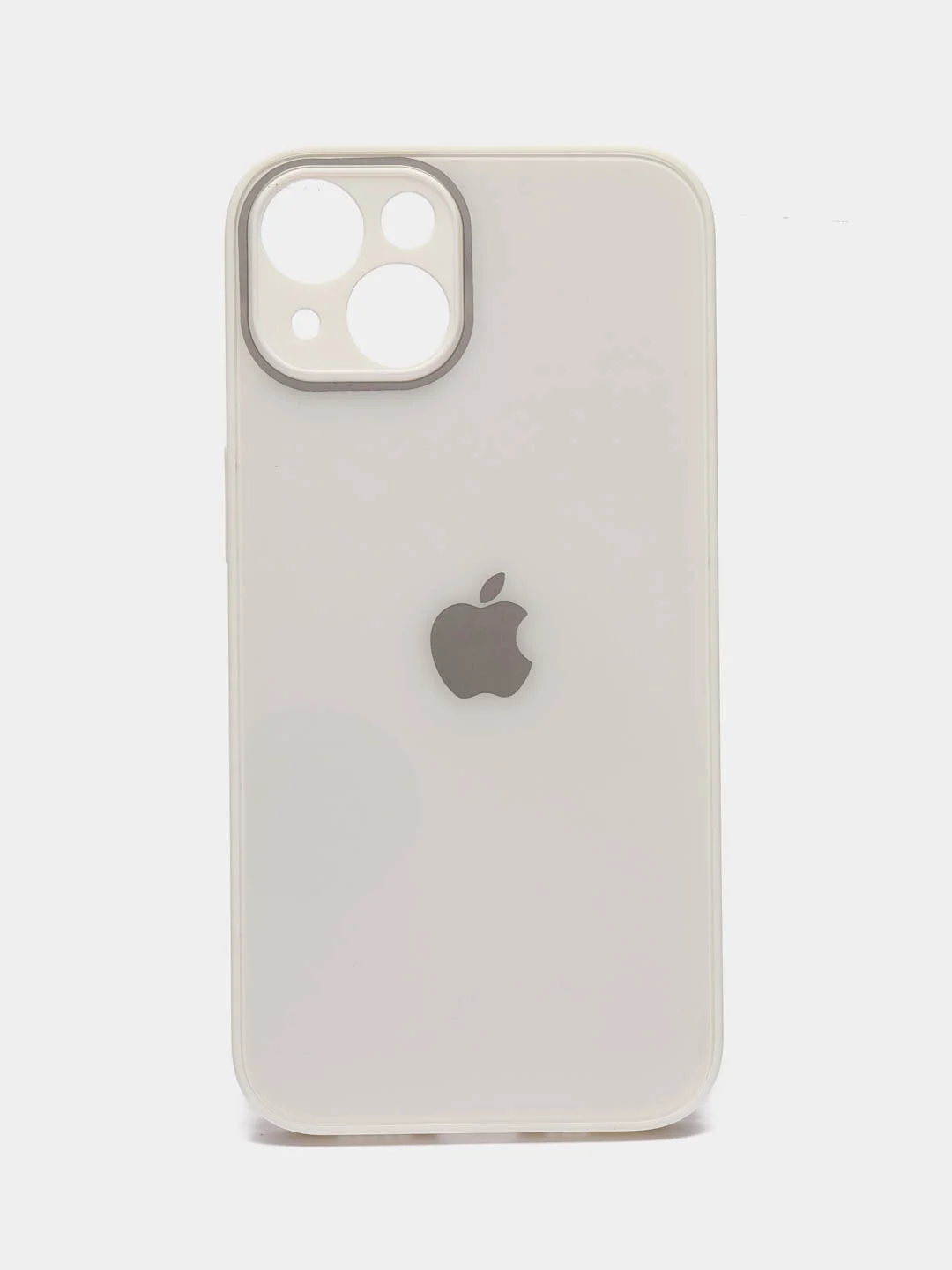 Белый силиконовый чехол на iPhone 14, 14 Plus, 14 Pro, 14 Pro Max, со стеклянной панелью