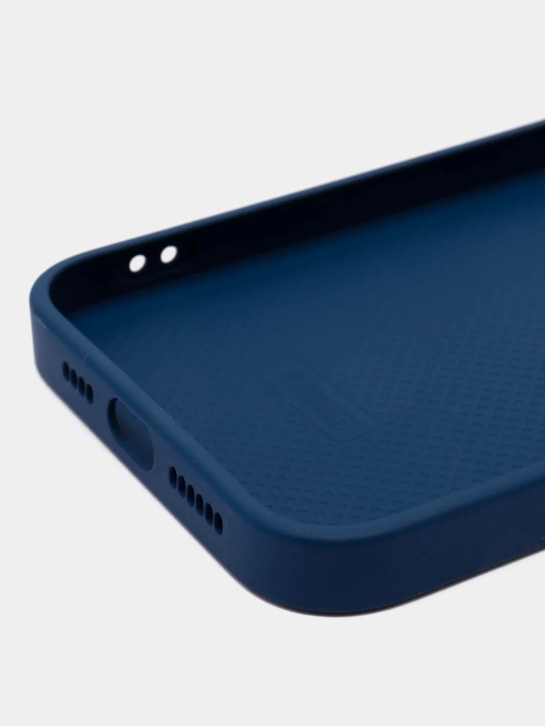 Синий силиконовый чехол на iPhone 14, 14 Plus, 14 Pro, 14 Pro Max, со стеклянной панелью