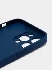 Синий силиконовый чехол на iPhone 14, 14 Plus, 14 Pro, 14 Pro Max, со стеклянной панелью