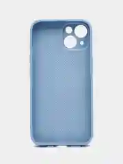 Светло-синий силиконовый чехол на iPhone 14, 14 Plus, 14 Pro, 14 Pro Max, со стеклянной панелью