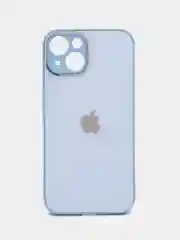 Светло-синий силиконовый чехол на iPhone 14, 14 Plus, 14 Pro, 14 Pro Max, со стеклянной панелью