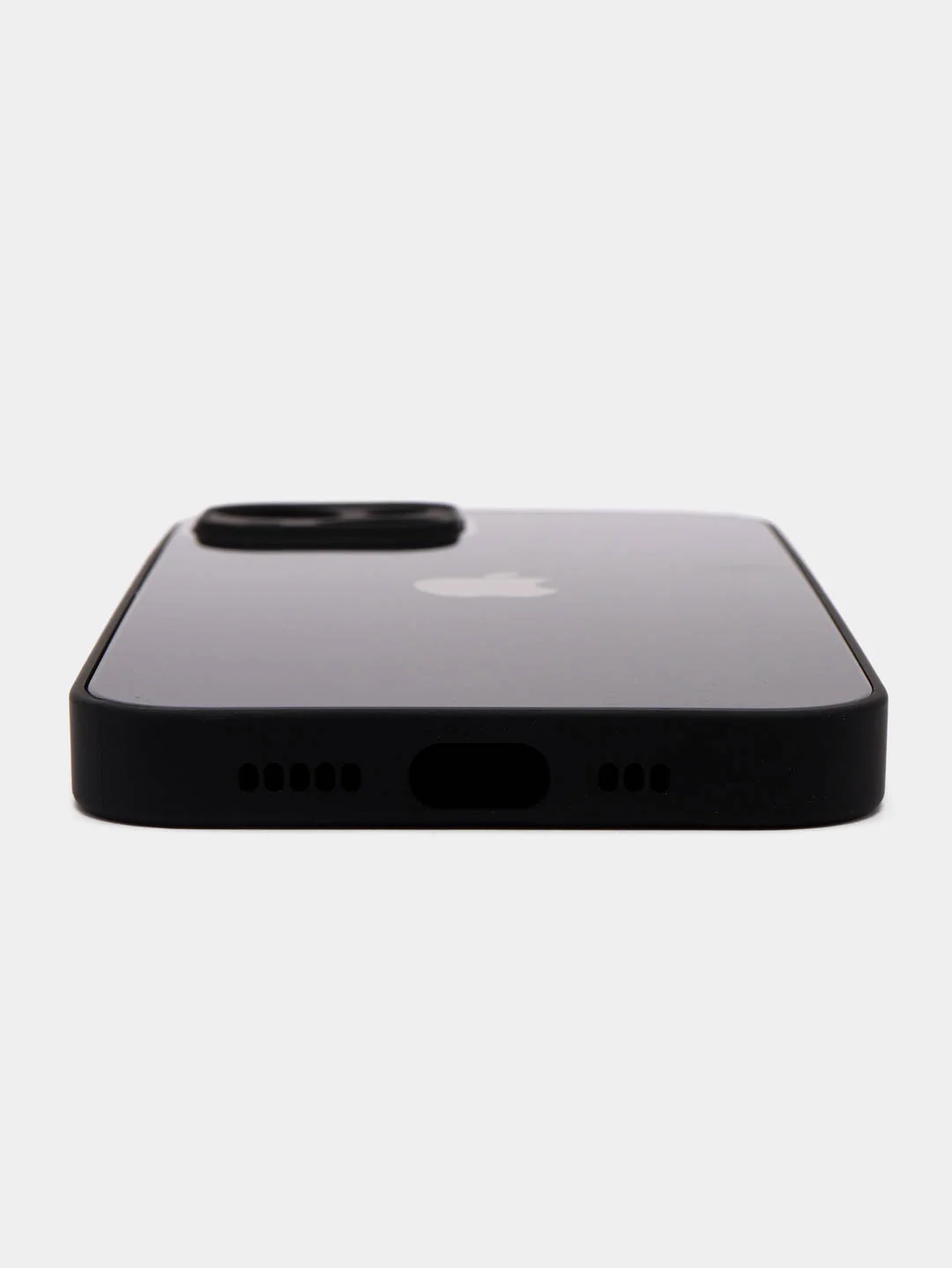 Черный силиконовый чехол на iPhone 14, 14 Plus, 14 Pro, 14 Pro Max, со стеклянной панелью