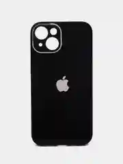 Черный силиконовый чехол на iPhone 14, 14 Plus, 14 Pro, 14 Pro Max, со стеклянной панелью