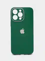 Лесной зеленый силиконовый чехол на iPhone 14, 14 Plus, 14 Pro, 14 Pro Max, со стеклянной панелью