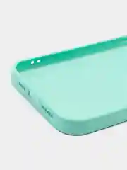 Бирюзовый силиконовый чехол на iPhone 14, 14 Plus, 14 Pro, 14 Pro Max, со стеклянной панелью