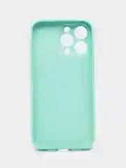 Бирюзовый силиконовый чехол на iPhone 14, 14 Plus, 14 Pro, 14 Pro Max, со стеклянной панелью
