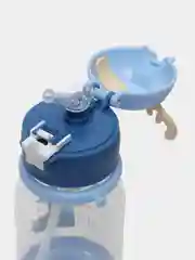 Светло-синий детская бутылка-поильник непроливайка для воды с силиконовой трубочкой и рожками, 600 мл