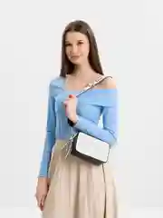 Сумка женская, кросс-боди, с широким текстильным ремнем