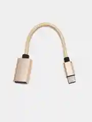 Золотой otg (отг) переходник Type-C на USB с проводом. Красный, черный, синий, золотой