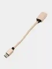 Золотой otg (отг) переходник Type-C на USB с проводом. Красный, черный, синий, золотой
