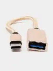 Золотой otg (отг) переходник Type-C на USB с проводом. Красный, черный, синий, золотой