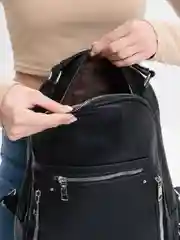Черный рюкзак женский из экокожи, А4