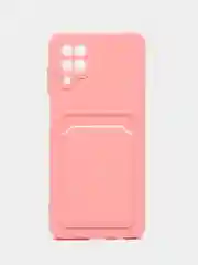 Пудровый силиконовый чехол для Samsung Galaxy A12 / M12, с карманом для карт, прозрачный