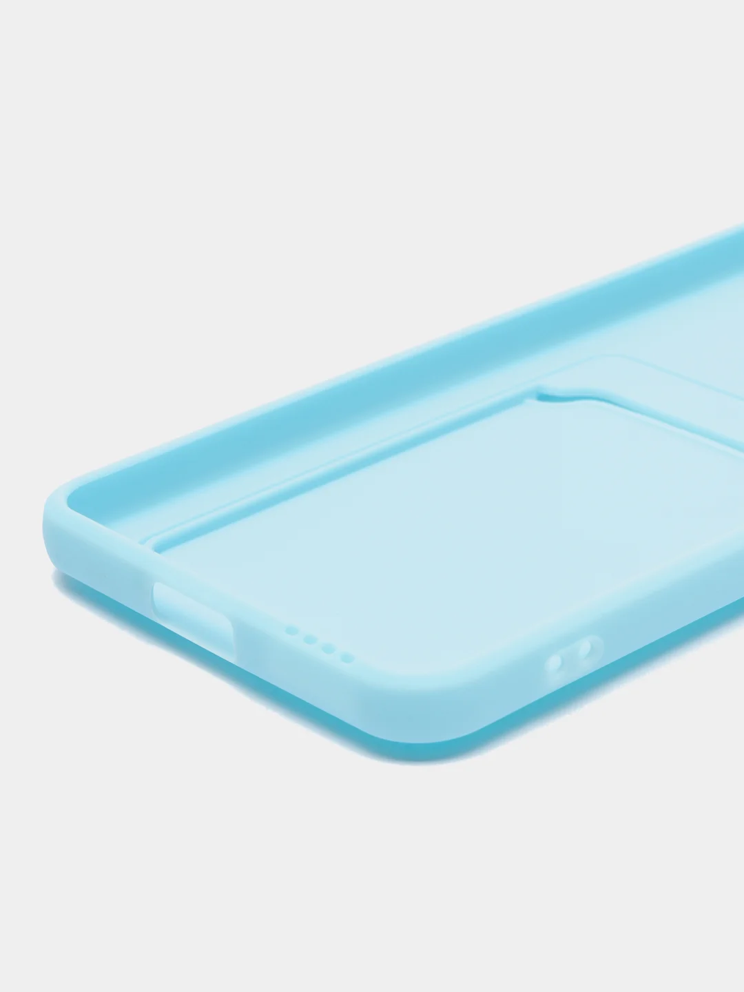 Голубой чехол силиконовый для Xiaomi Mi 11 Lite, (Сяоми Ми 11 Лайт), с карман для карт, прозрачный