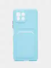 Голубой чехол силиконовый для Xiaomi Mi 11 Lite, (Сяоми Ми 11 Лайт), с карман для карт, прозрачный