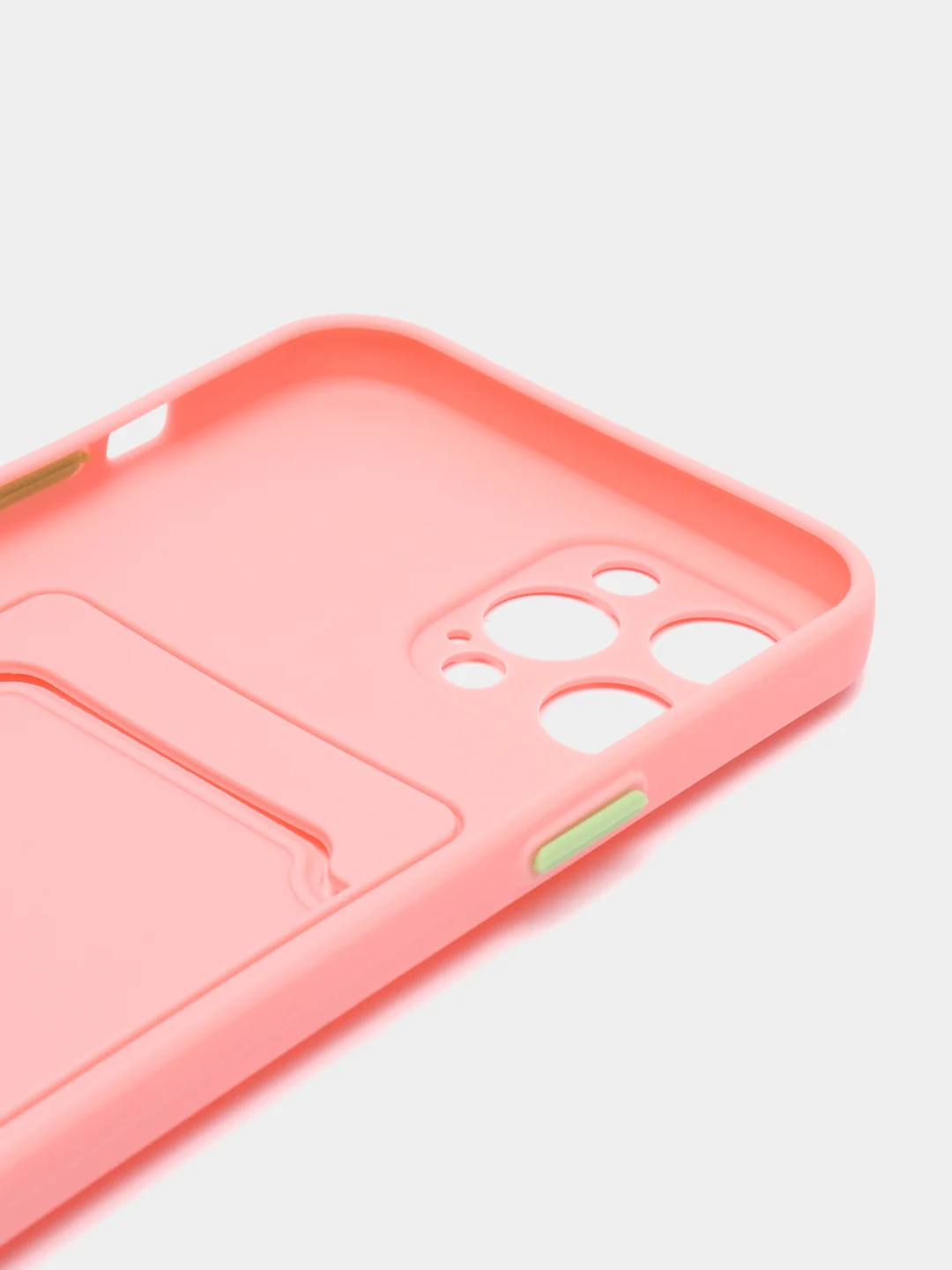 Пудровый силиконовый чехол для Apple iPhone 12 Pro Max,(Айфон 12про макс), с карманом для карт