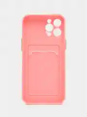 Пудровый силиконовый чехол для Apple iPhone 12 Pro Max,(Айфон 12про макс), с карманом для карт