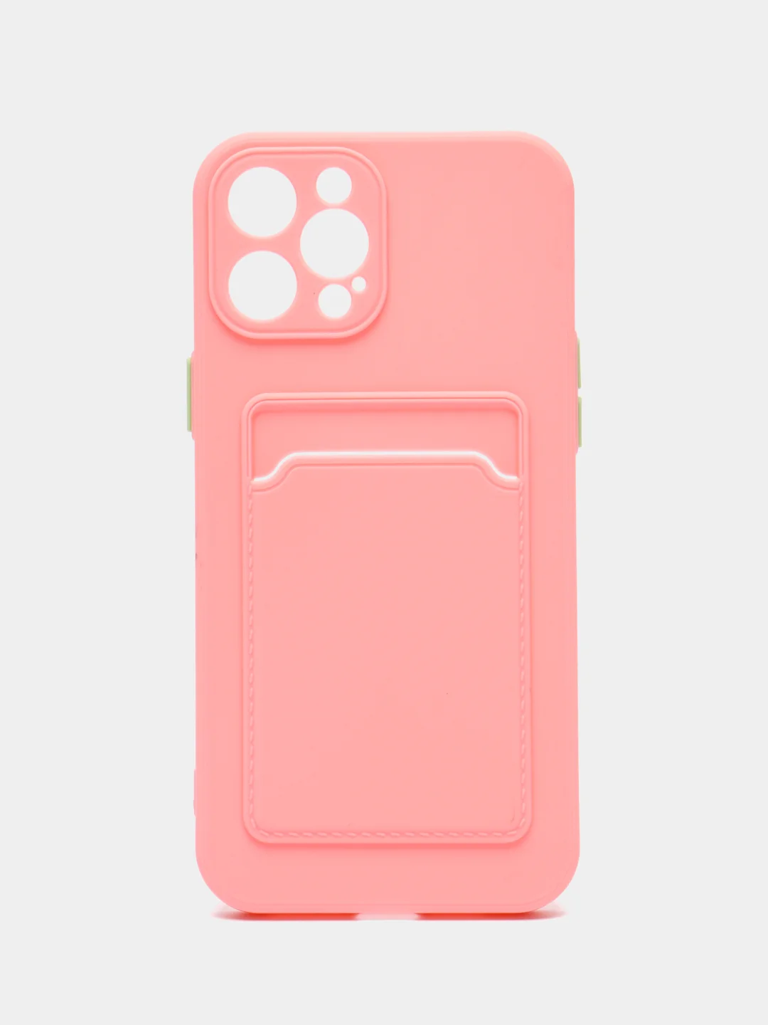 Пудровый силиконовый чехол для Apple iPhone 12 Pro Max,(Айфон 12про макс), с карманом для карт