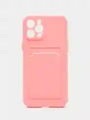 Пудровый силиконовый чехол для Apple iPhone 12 Pro Max,(Айфон 12про макс), с карманом для карт