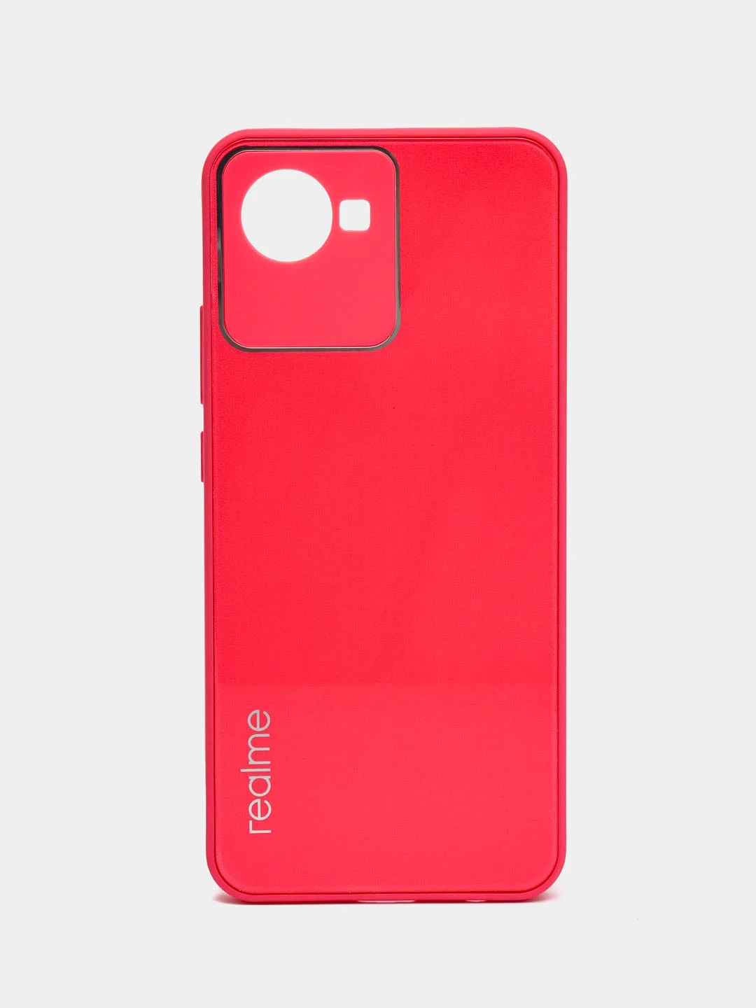 Тёмно-розовый чехол Realme C30, C30s, Narzo 50i Prime, пластиковый, глянцевый, под стекло