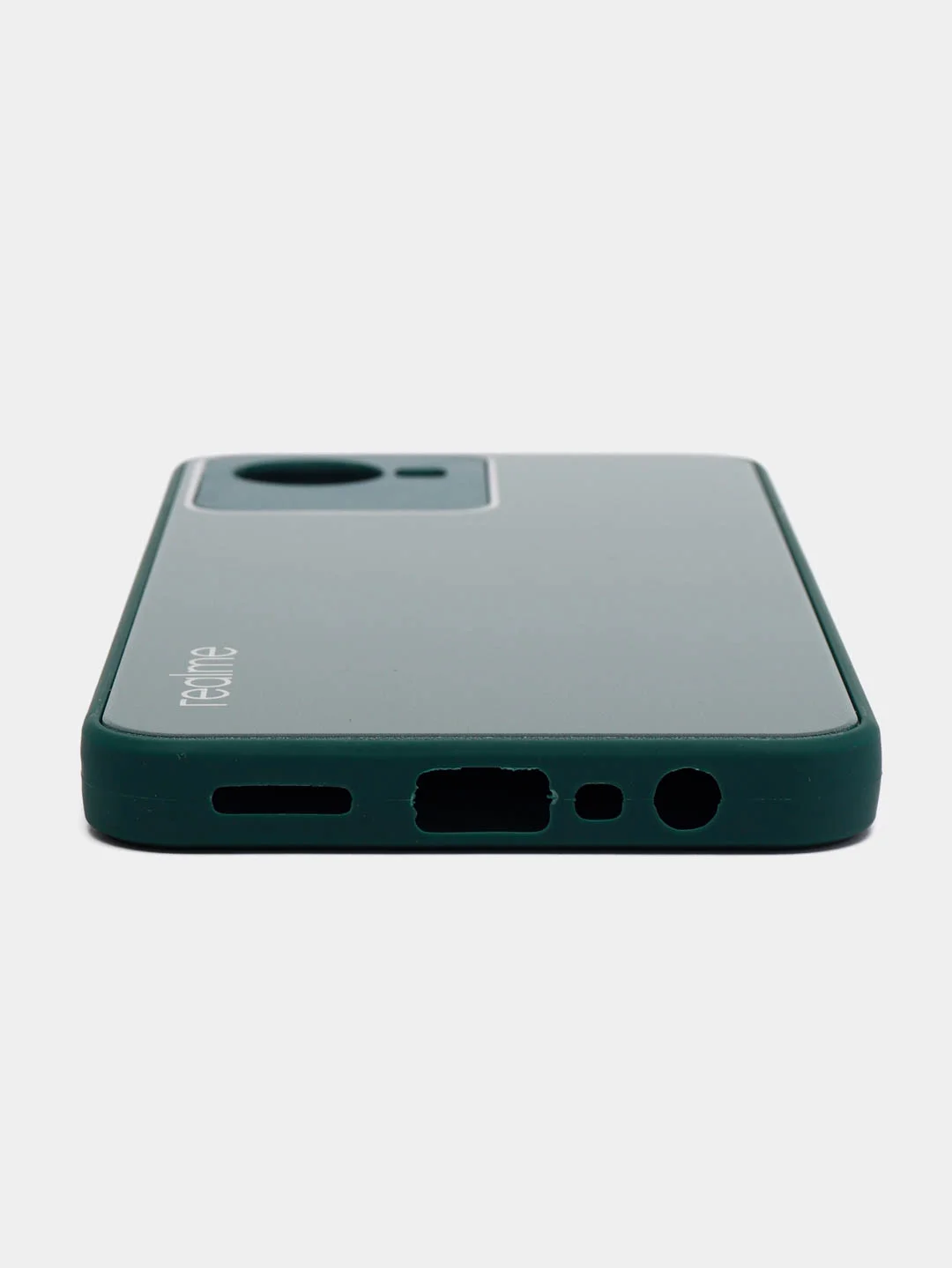 Тёмно-зелёный чехол Realme C30, C30s, Narzo 50i Prime, пластиковый, глянцевый, под стекло