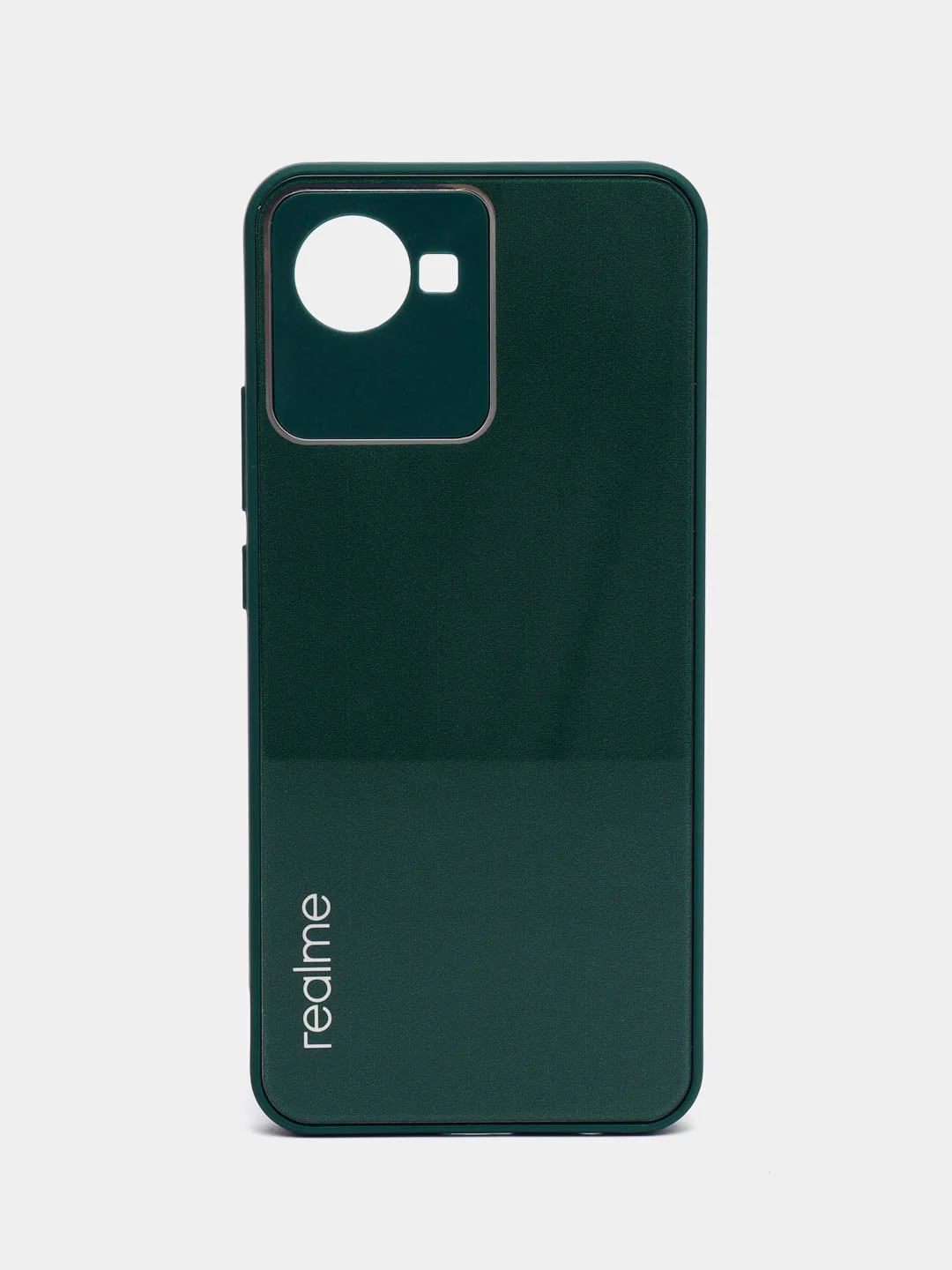 Тёмно-зелёный чехол Realme C30, C30s, Narzo 50i Prime, пластиковый, глянцевый, под стекло
