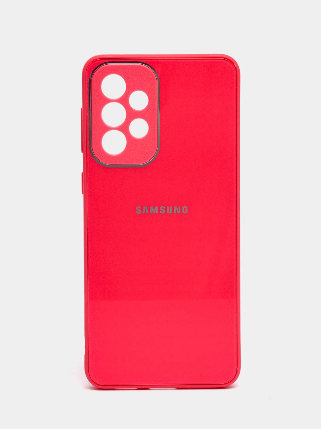 Тёмно-розовый чехол для Samsung Galaxy A33 / Самсунг Галакси А33, пластиковый, глянцевый, под стекло