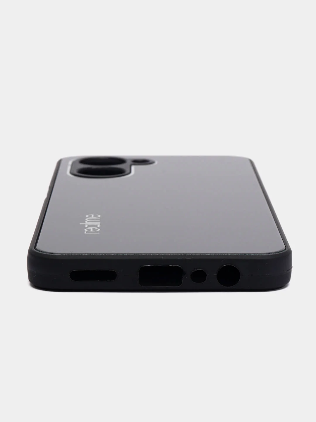Черный чехол для Realme C33, Реалми С33, пластиковый, глянцевый, под стекло