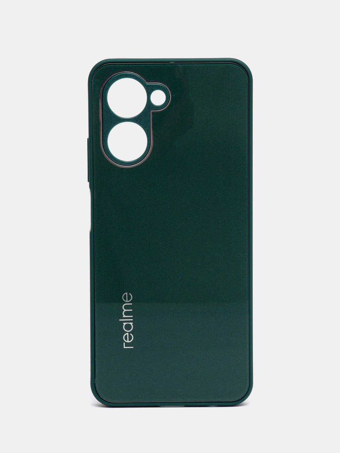 Тёмно-зелёный чехол для Realme C33, Реалми С33, пластиковый, глянцевый, под стекло