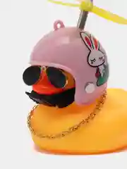 Розовый утка в шлеме в машину