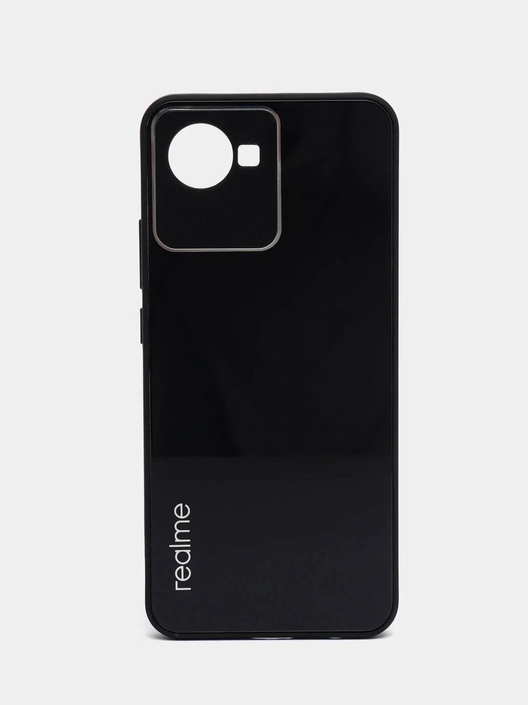 Черный чехол Realme C30, C30s, Narzo 50i Prime, пластиковый, глянцевый, под стекло
