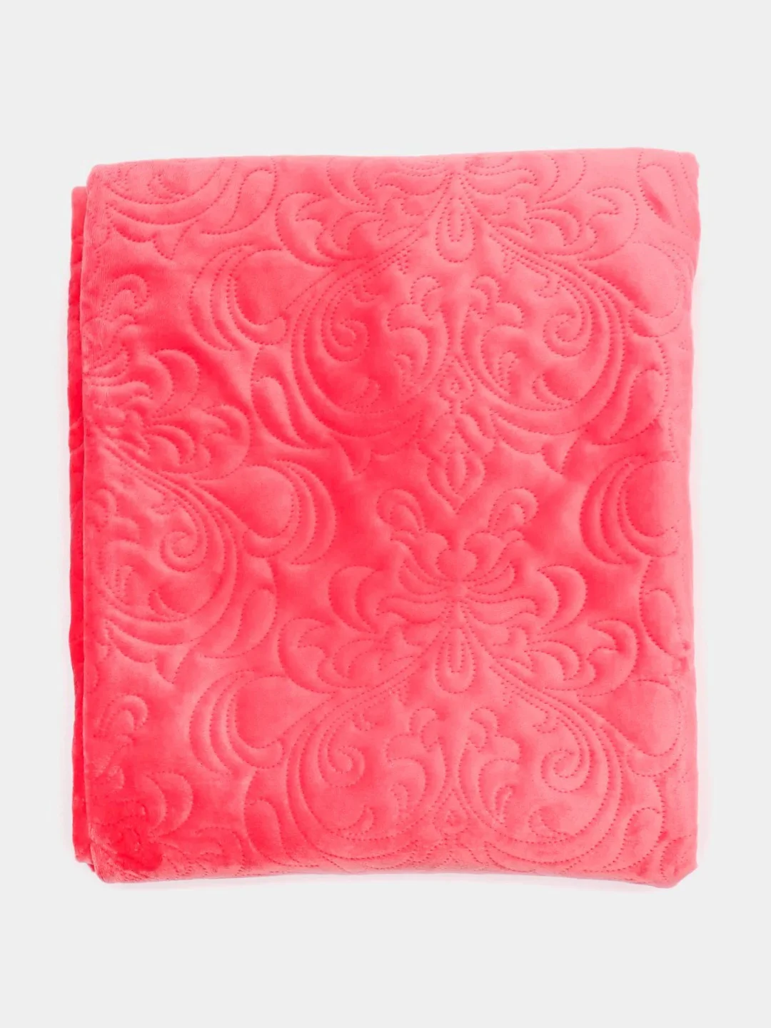 Розовый покрывало велюровое, стеганное, 200 x 220, розовое