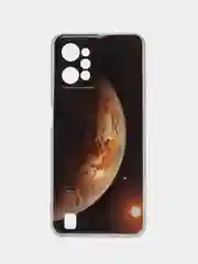 Тёмно-коричневый чехол силиконовый на Realme C31 / Реалми С31, с рисунком