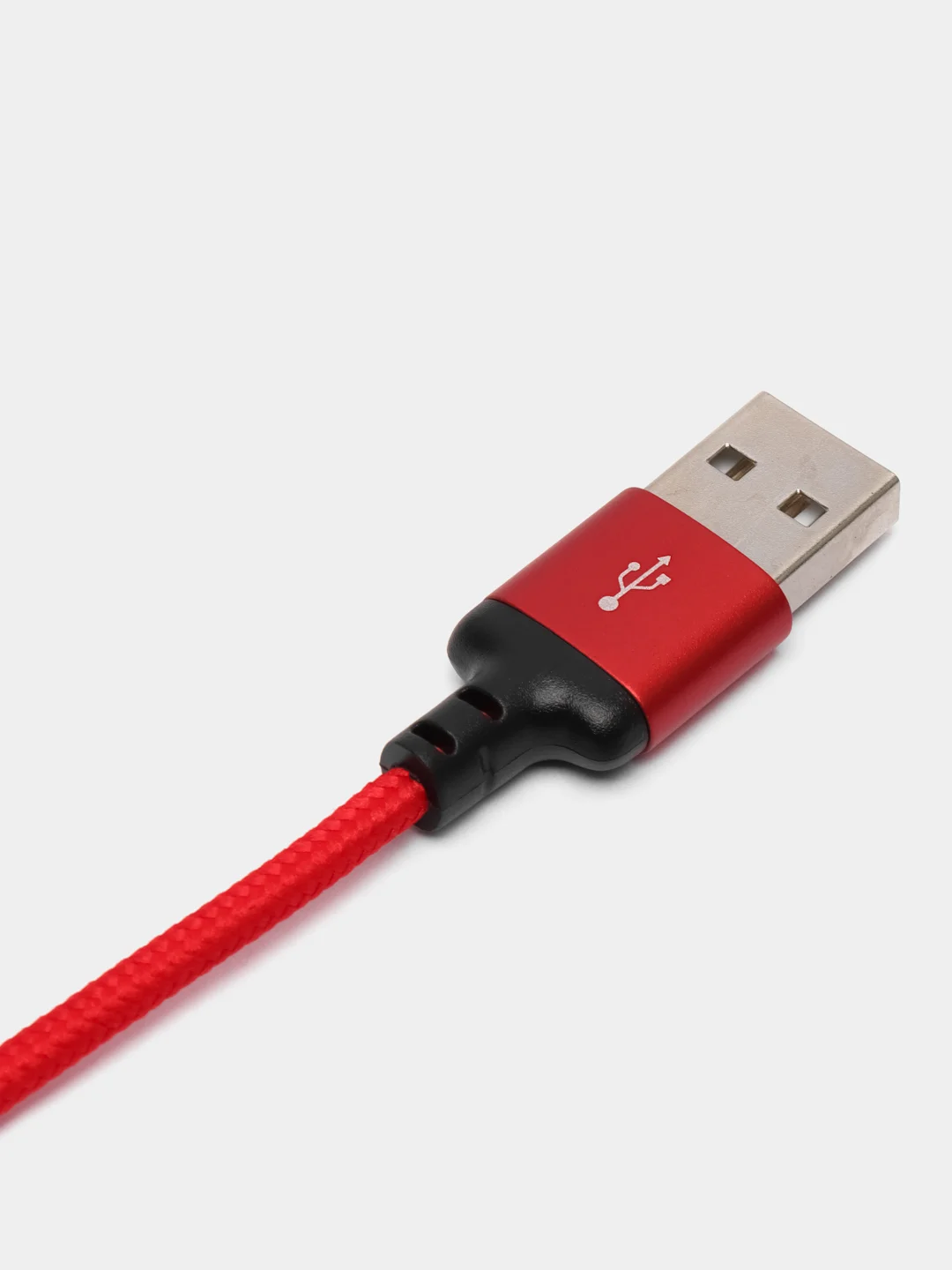 Красный плетеный кабель передачи данных Micro USB / Lightning / Type-C