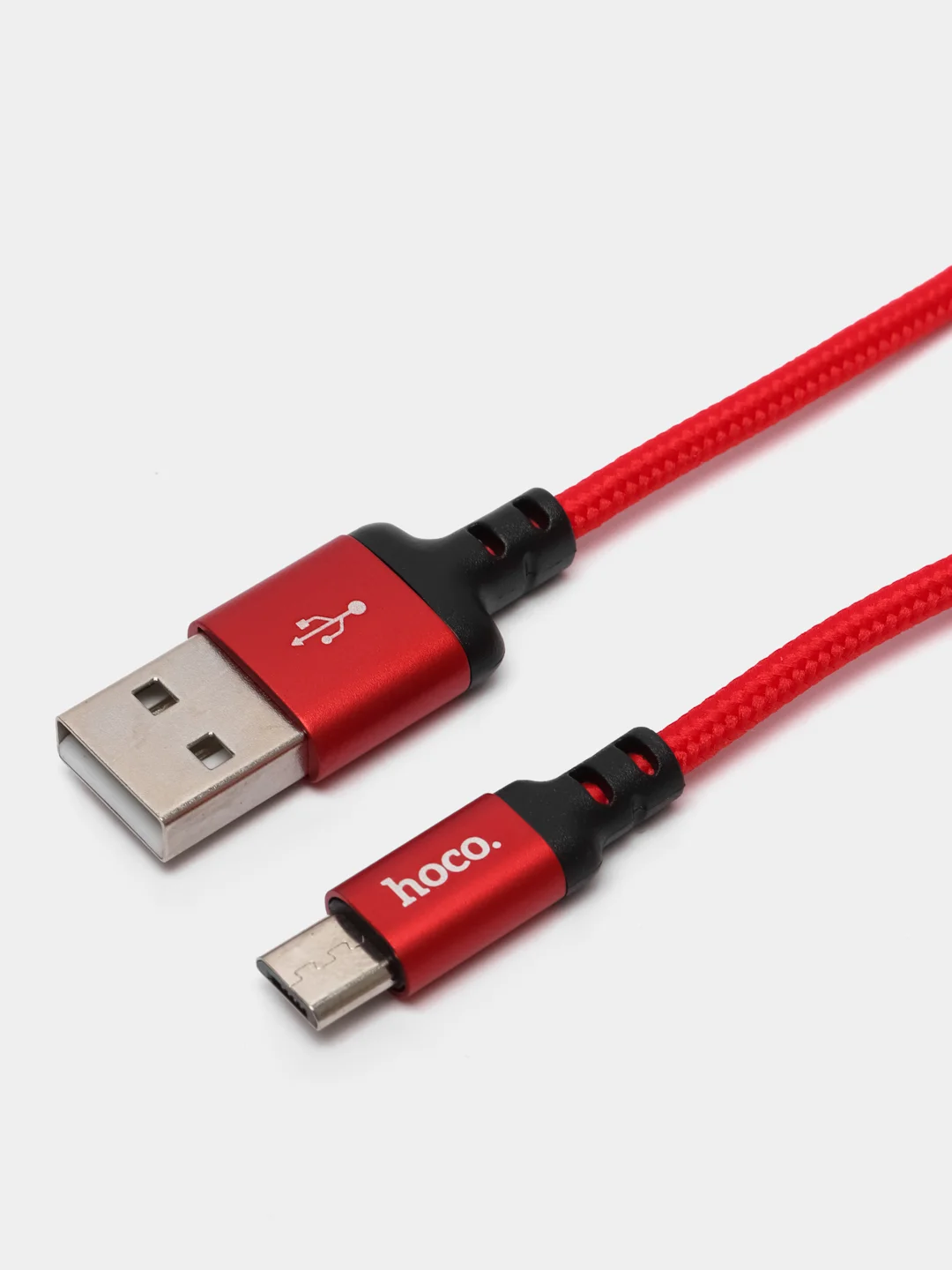 Красный плетеный кабель передачи данных Micro USB / Lightning / Type-C