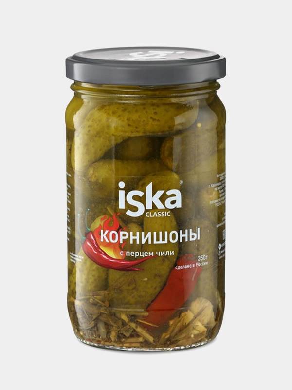 Огурцы ISKA 350 г корнишоны с перцем чили