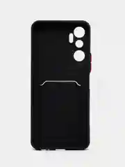 Черный силиконовый чехол Infinix HOT 20 4G Инфиникс Хот 20 4 Джи, с карманом для карт, прозрачный