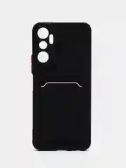 Черный силиконовый чехол Infinix HOT 20 4G Инфиникс Хот 20 4 Джи, с карманом для карт, прозрачный