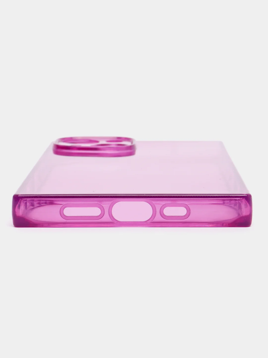 Фиолетовый чехол для Apple iPhone 14 силиконовый КАРТОФАН прозрачный прямоугольный с защитой камер