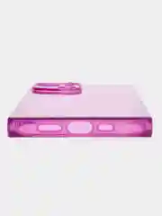 Фиолетовый чехол для Apple iPhone 14 силиконовый КАРТОФАН прозрачный прямоугольный с защитой камер