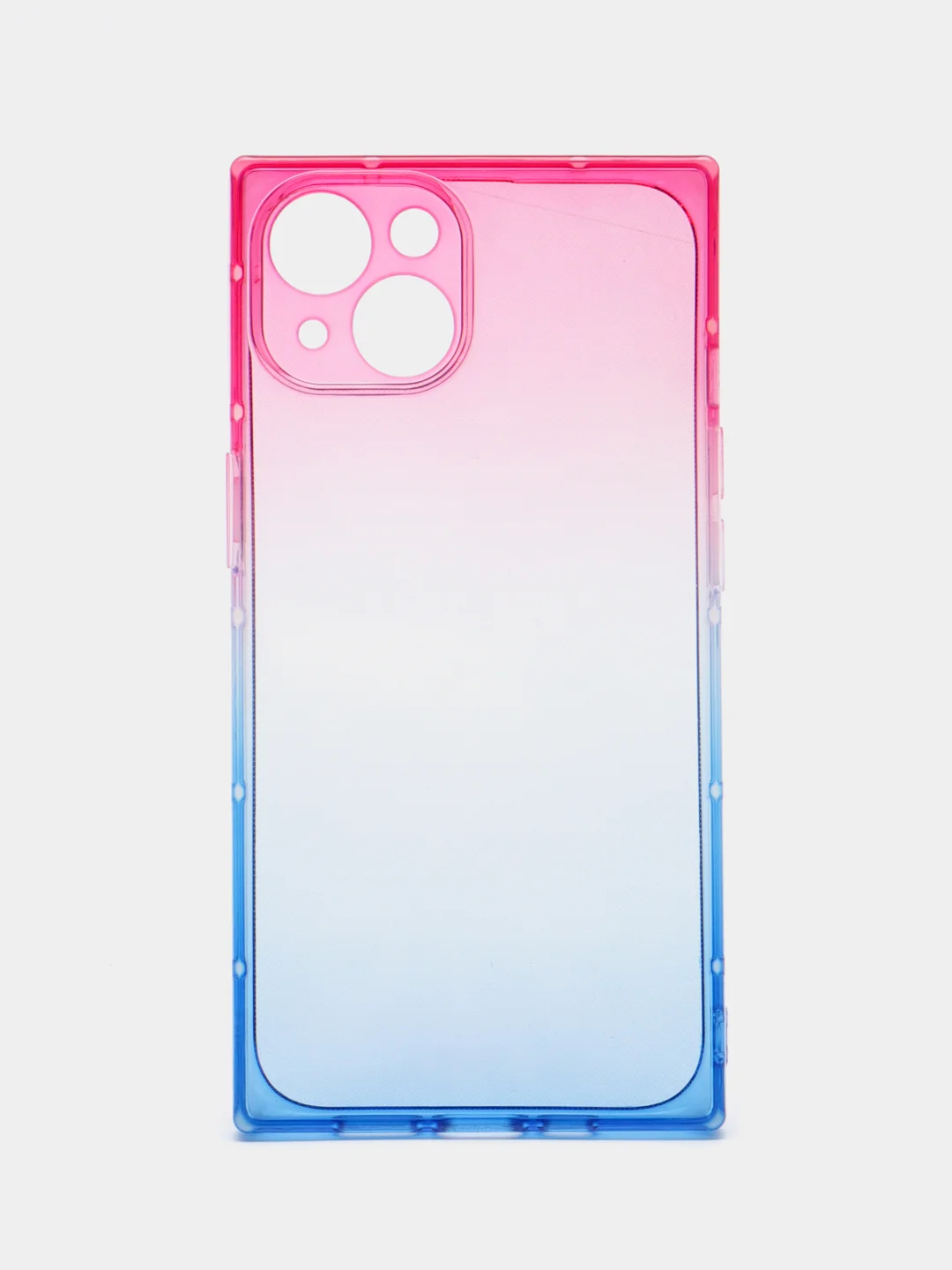 Розовый чехол для Apple iPhone 14 силиконовый КАРТОФАН прозрачный прямоугольный с защитой камер