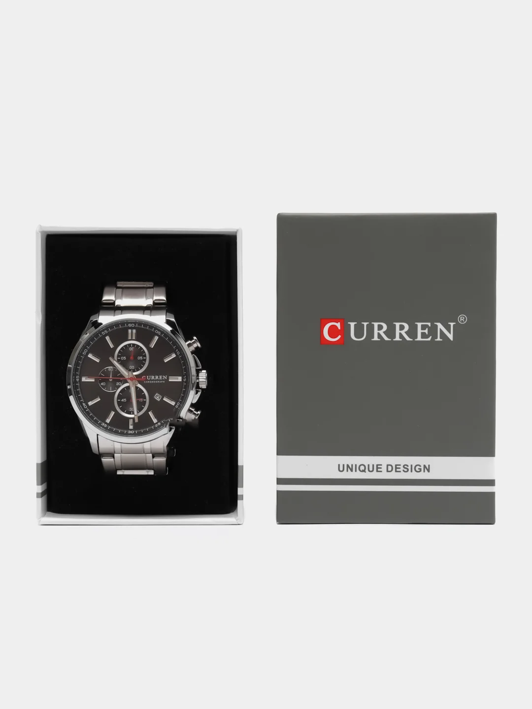 Черный мужские наручные часы Curren 8368 с хронографом в подарочной упаковке