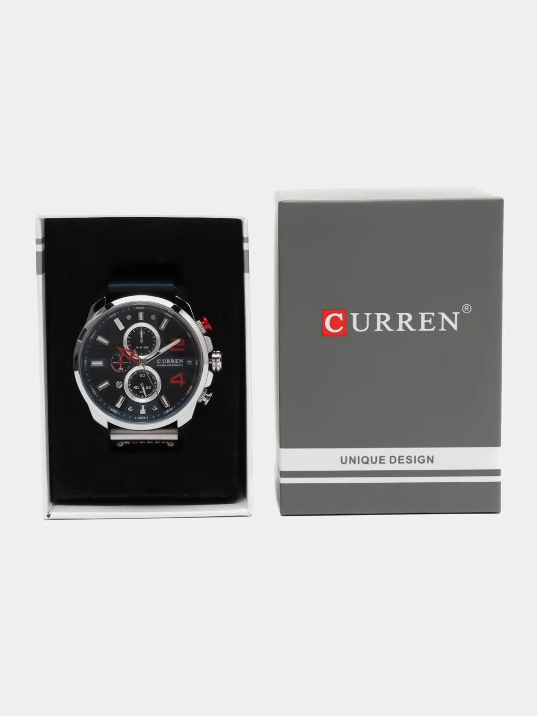 Синий мужские наручные часы Curren 8393 с хронографом в подарочной упаковке