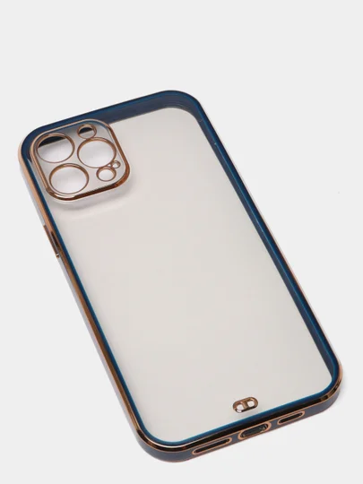 Сиреневый чехол силиконовый с золотым ободком IPhone 13 PRO