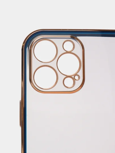 Сиреневый чехол силиконовый с золотым ободком IPhone 13 PRO