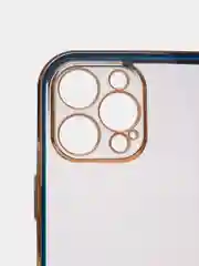 Сиреневый чехол силиконовый с золотым ободком IPhone 13 PRO