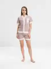 Коралловый пижама с шортами и рубашкой, домашний костюм