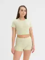 Салатовый женский комплект: футболка и шорты, хлопок
