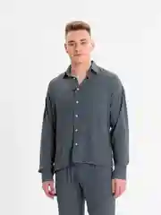 Угольный мужской костюм-двойка, из ткани сингапур